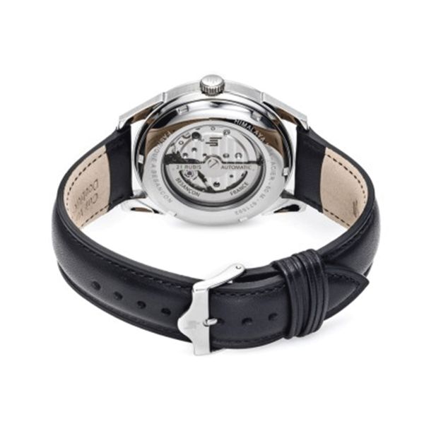 Montre Lip Himalaya Automatique cadran blanc bracelet cuir noir 40 mm
