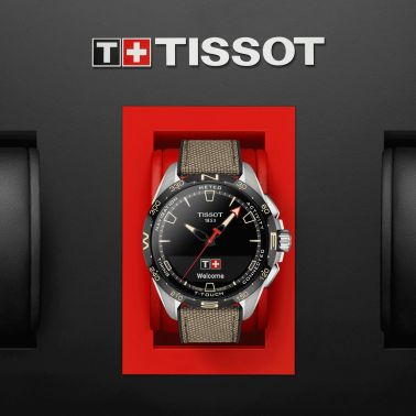 Tissot T-Touch Connect Solar titanium watch with beige leather strap 47.5 mm T121.420.47.051.07