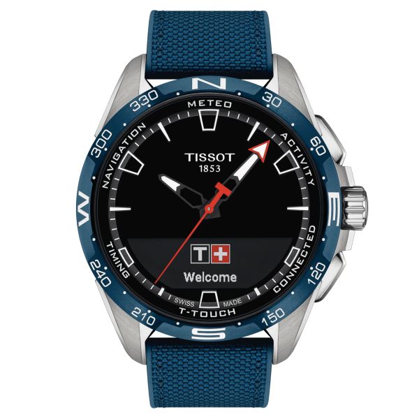 Tissot T-Touch Connect Solar titanium watch with blue fabric strap 47.5 mm T121.420.47.051.06