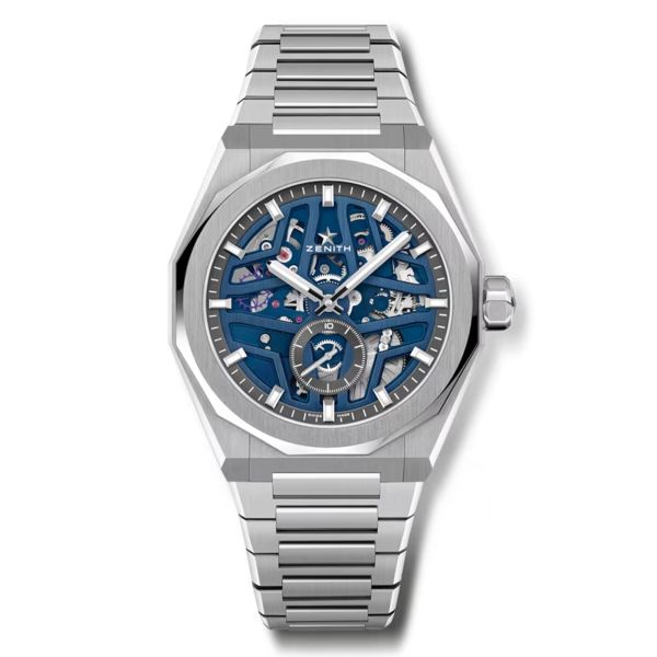 Montre Zenith Defy Skyline Skeleton automatique cadran bleu bracelet acier 41 mm