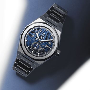 Montre Zenith Defy Skyline Skeleton automatique cadran bleu bracelet acier 41 mm