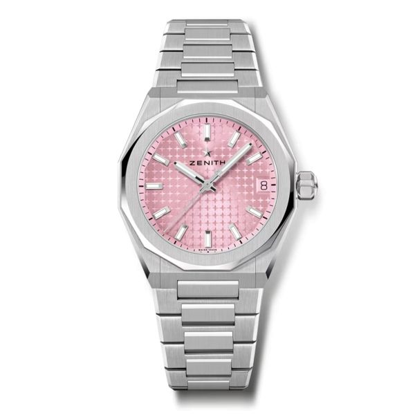 Montre Zenith Defy Skyline automatique cadran rose pastel bracelet acier 36 mm