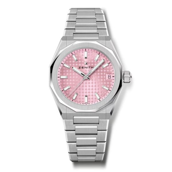 Zenith Defy Skyline automatic pastel pink dial steel bracelet 36 mm