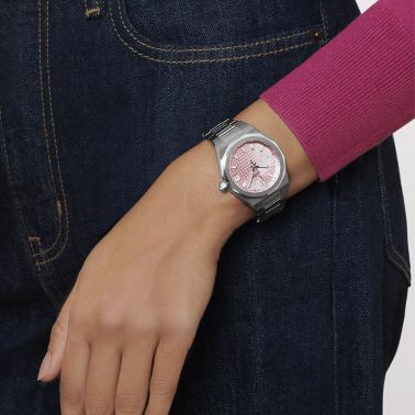 Zenith Defy Skyline automatic pastel pink dial steel bracelet 36 mm
