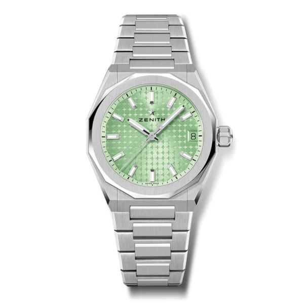 Montre Zenith Defy Skyline automatique cadran vert pastel bracelet acier 36 mm