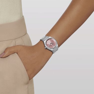 Zenith Defy Skyline automatic pastel pink dial set with diamond stainless steel bracelet 36 mm