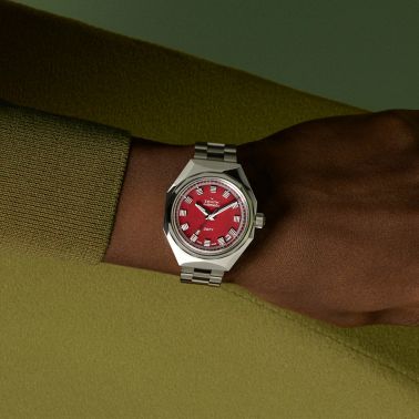 Montre Zenith Defy Revival A3691 automatique cadran rouge bracelet acier 37 mm