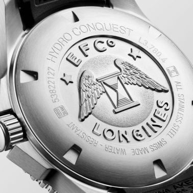 Longines HydroConquest automatic watch black dial black rubber strap 39 mm
