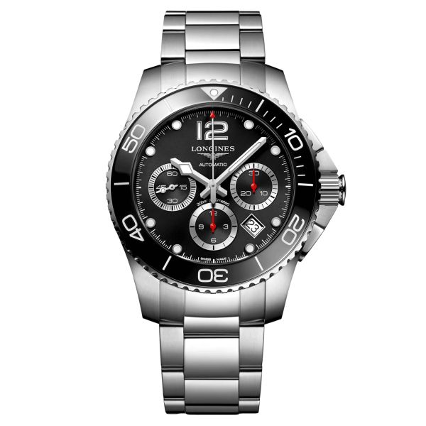 Montre Longines HydroConquest Chronographe automatique cadran noir bracelet acier 43 mm L3.883.4.56.6