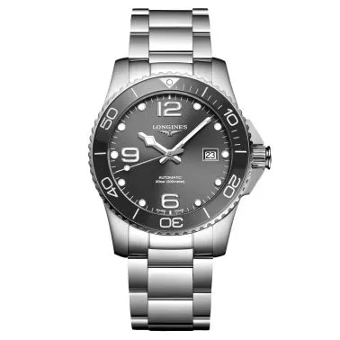 Longines Hydroconquest automatic watch grey dial steel bracelet 41 mm