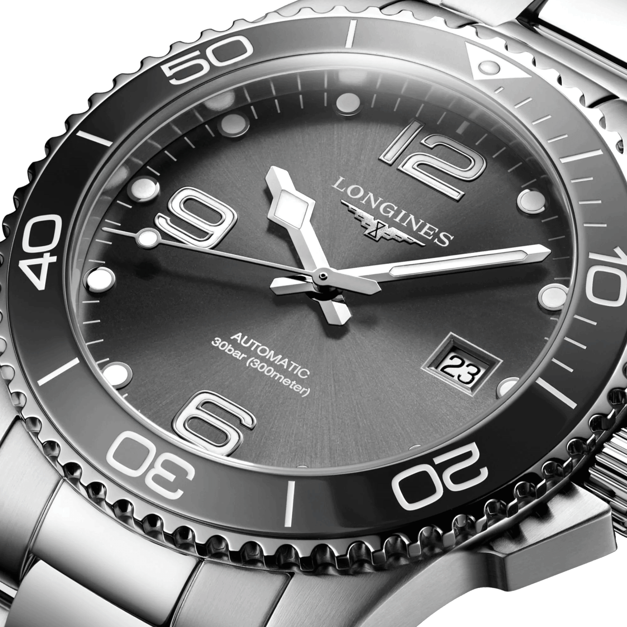 Montre Longines HydroConquest automatique cadran gris bracelet acier 41 mm L3.781.4.76.6