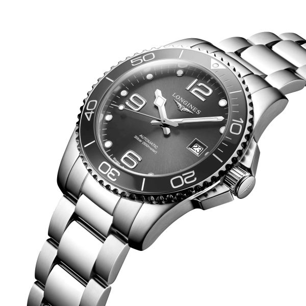 Montre Longines HydroConquest automatique cadran gris bracelet acier 41 mm L3.781.4.76.6