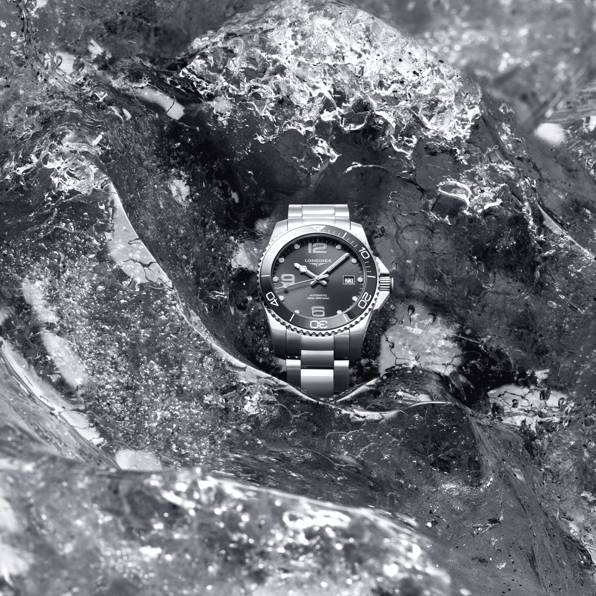 Montre Longines HydroConquest automatique cadran gris bracelet acier 41 mm L3.781.4.76.6