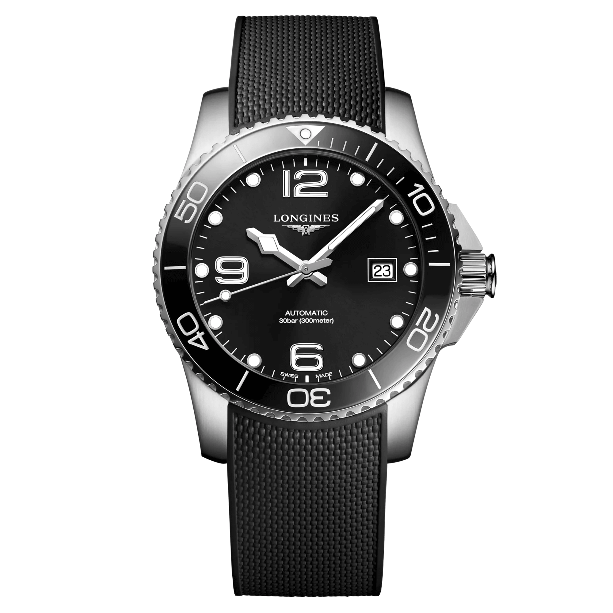 Montre Longines HydroConquest automatique cadran noir bracelet caoutchouc 41 mm L3.781.4.56.9