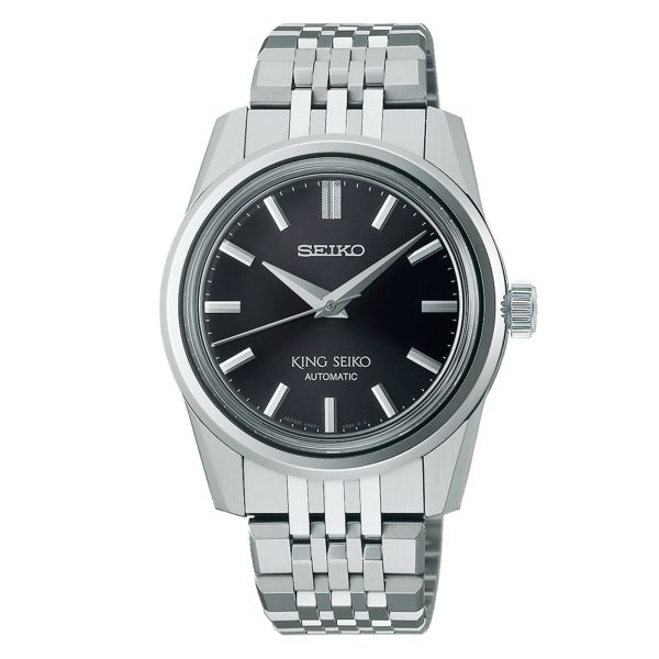 King Seiko automatic black dial steel bracelet 37 mm