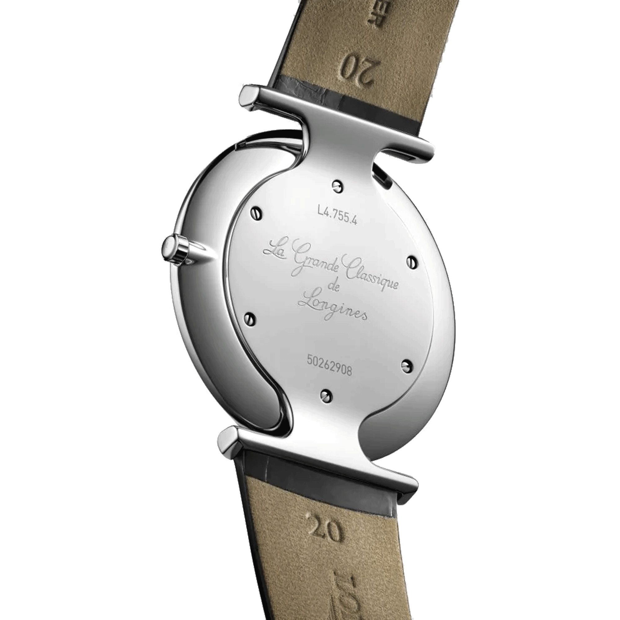 Montre Longines La Grande Classique quartz cadran blanc bracelet croco noir 36 mm