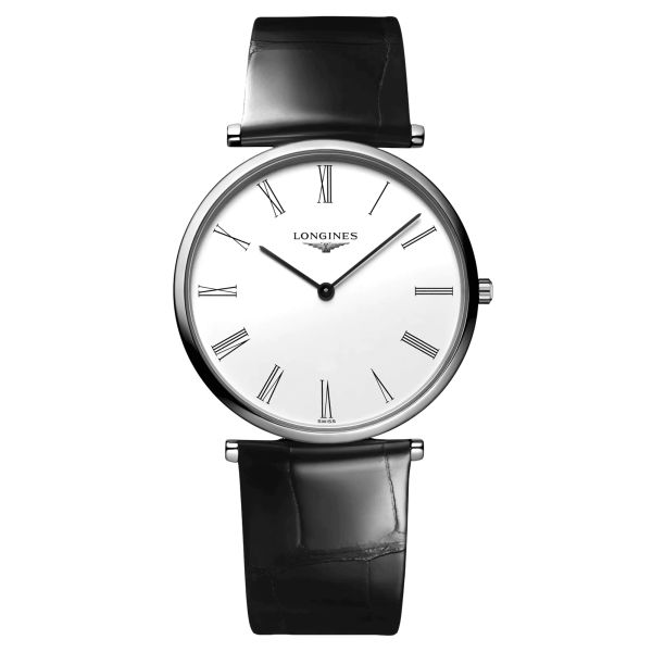 Montre Longines La Grande Classique quartz cadran blanc bracelet croco noir 36 mm L4.755.4.11.2