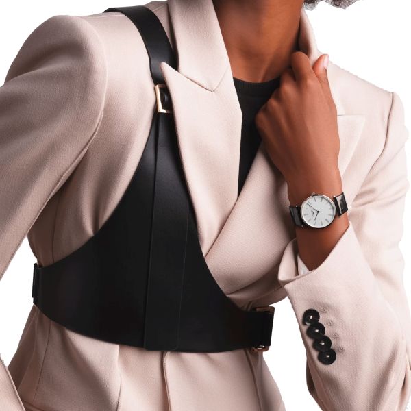 Montre Longines La Grande Classique quartz cadran blanc bracelet croco noir 36 mm