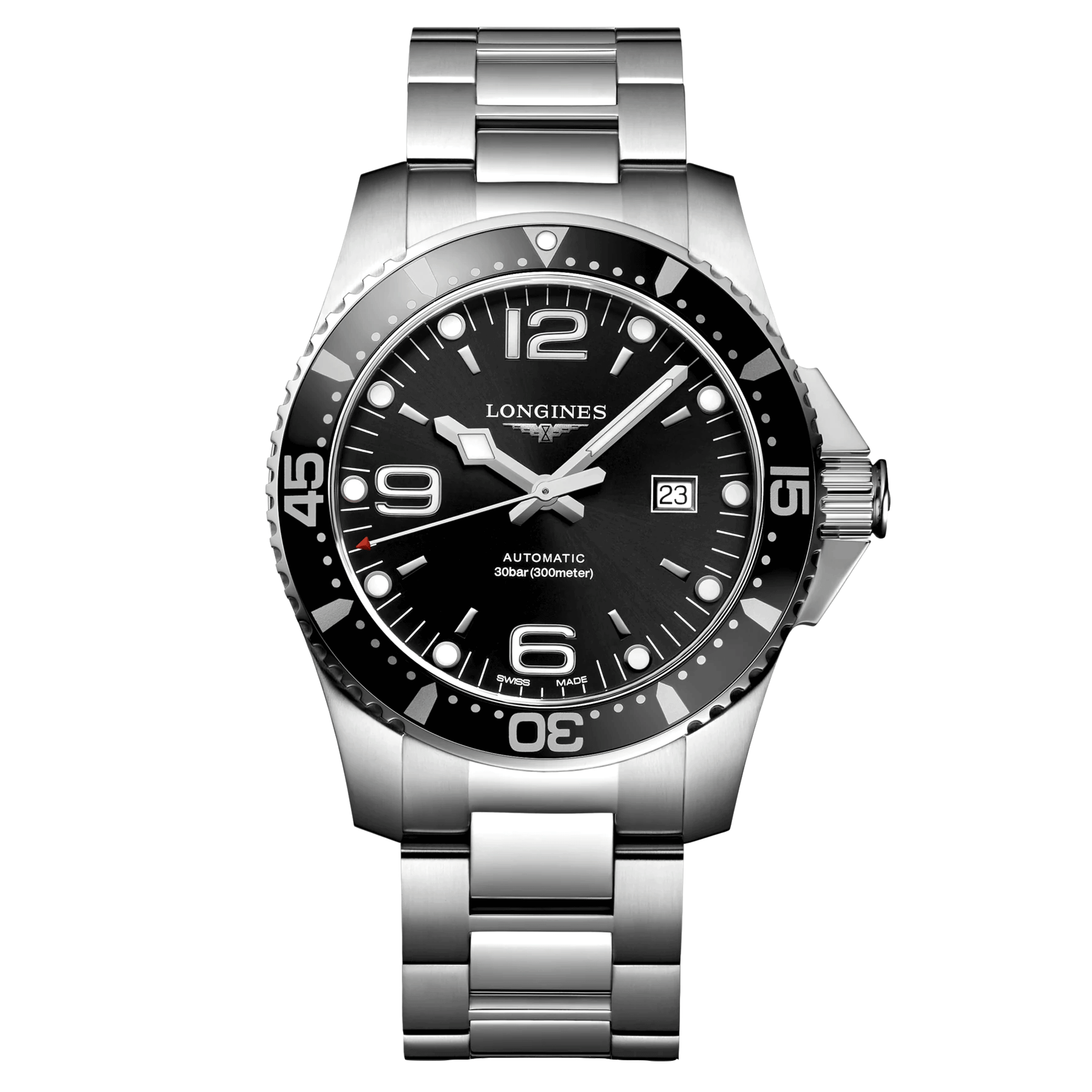 Montre Longines HydroConquest automatique cadran noir bracelet acier 44 mm L3.841.4.56.6
