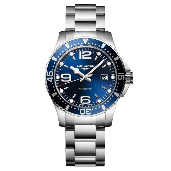 Montre Longines HydroConquest quartz cadran bleu bracelet acier 39 mmL3.730.4.96.6