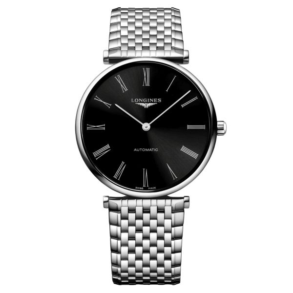 Longines Grande Classique automatic watch black dial steel bracelet 38 mm