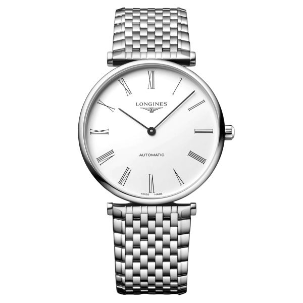 Longines Grande Classique automatic watch white dial steel bracelet 38 mm