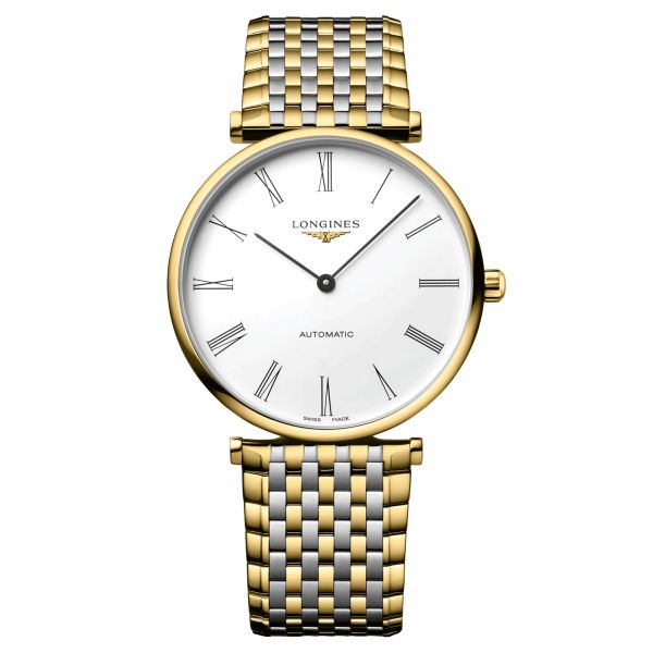 Montre Longines Grande Classique automatique cadran blanc bracelet acier PVD 38 mm L4.918.2.11.7