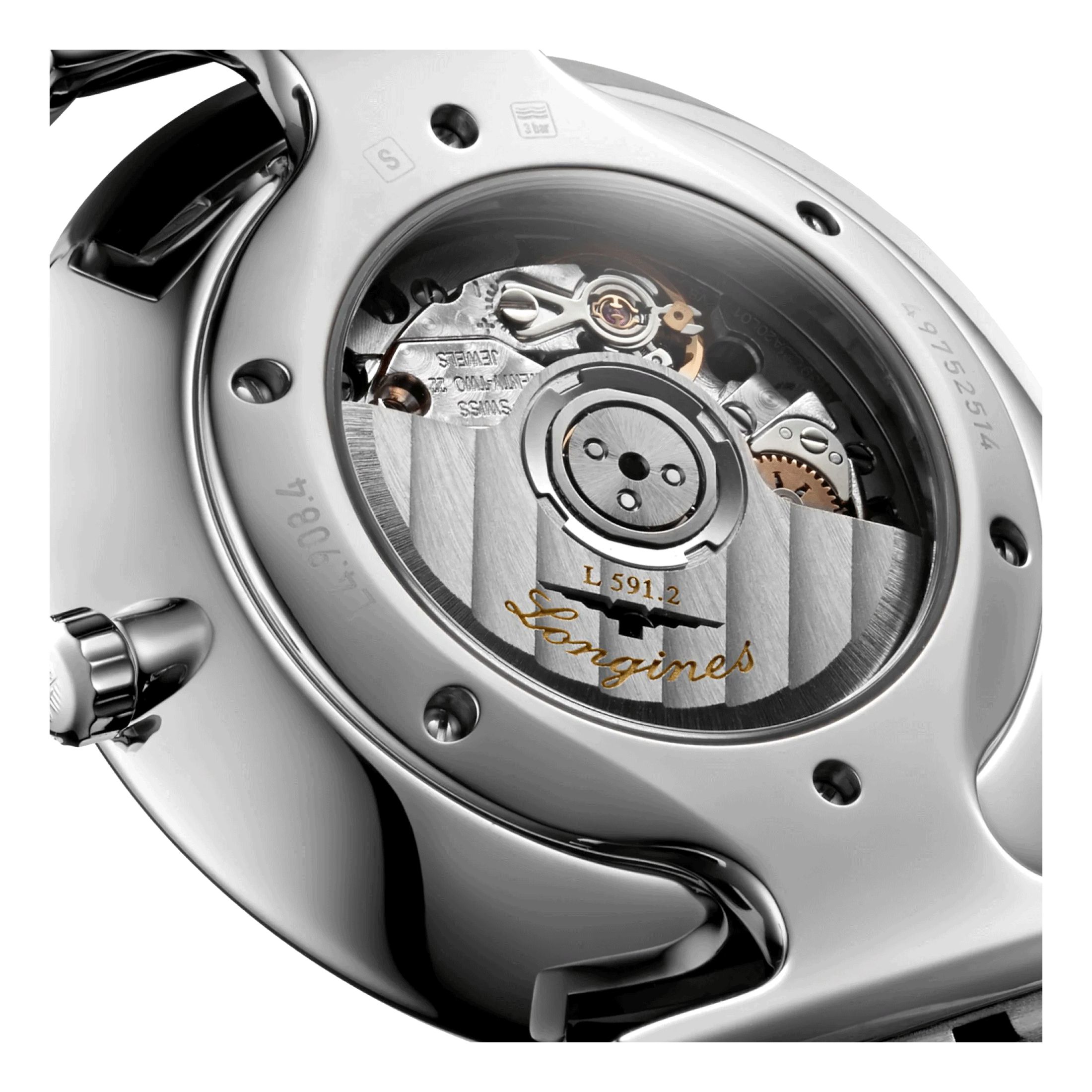 Longines Grande Classique watch with black dial steel bracelet 36 mm