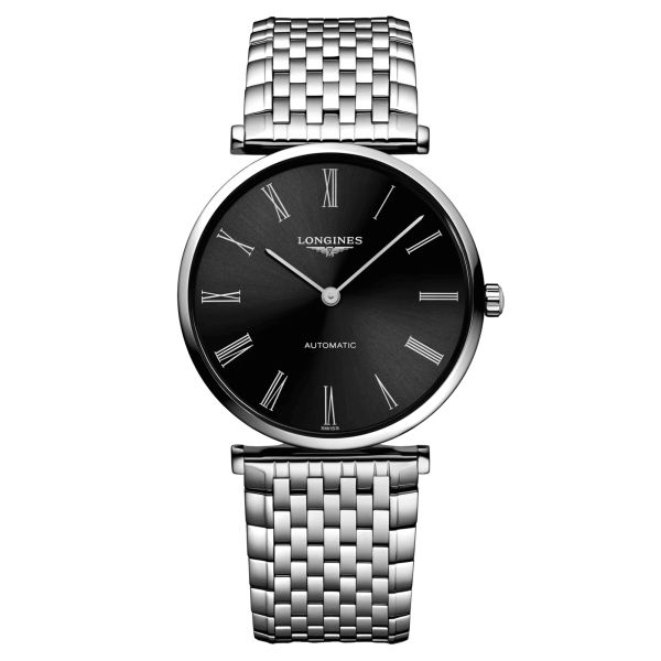 Longines Grande Classique automatic watch black dial steel bracelet 36 mm