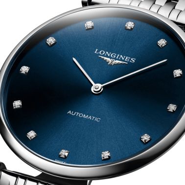 Montre Longines La Grande Classique automatique index diamants bracelet acier 36 mm