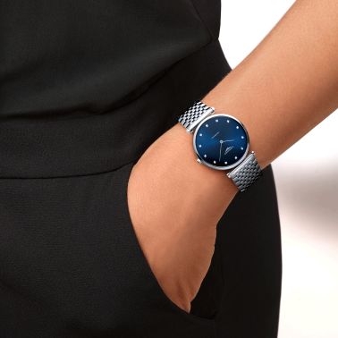Montre Longines La Grande Classique automatique index diamants bracelet acier 36 mm