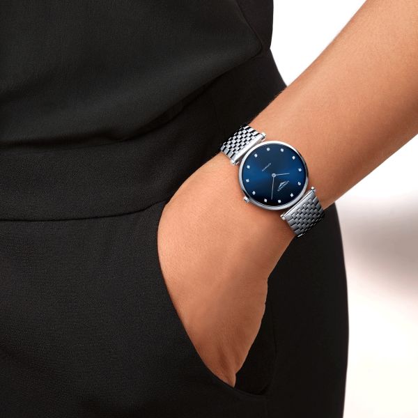 Montre Longines La Grande Classique automatique index diamants bracelet acier 36 mm