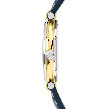 Montre Michel Herbelin Newport quartz acier PVD or jaune cadran bleu bracelet cuir bleu 38,5 mm