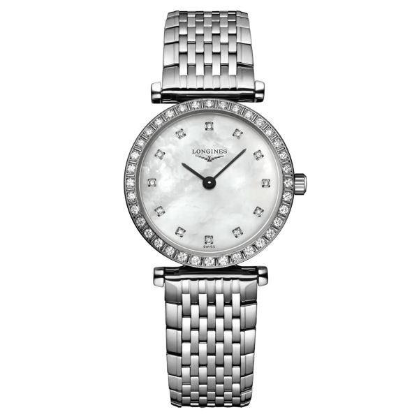 Montre Longines La Grande Classique quartz cadran nacre index diamants bracelet acier 24 mm L4.341.0.80.6