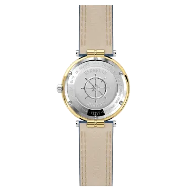 Montre Michel Herbelin Newport quartz acier PVD or jaune cadran bleu bracelet cuir bleu 38,5 mm