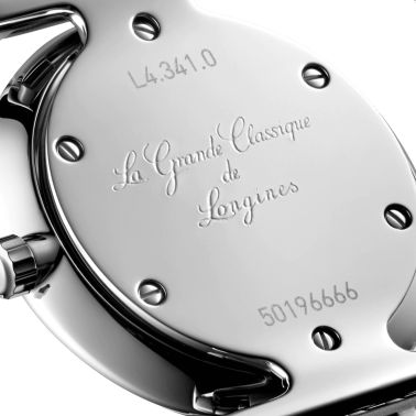 Montre Longines La Grande Classique quartz chiffres romains lunette sertie bracelet acier 24 mm