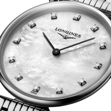 Montre Longines La Grande Classique quartz cadran nacre index diamants bracelet acier 29 mm L4.512.4.87.6