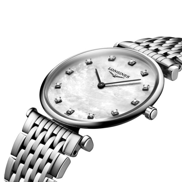 Montre Longines La Grande Classique quartz cadran nacre index diamants bracelet acier 29 mm L4.512.4.87.6
