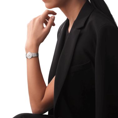 Montre Longines La Grande Classique quartz cadran blanc chiffres romains bracelet acier 29 mm