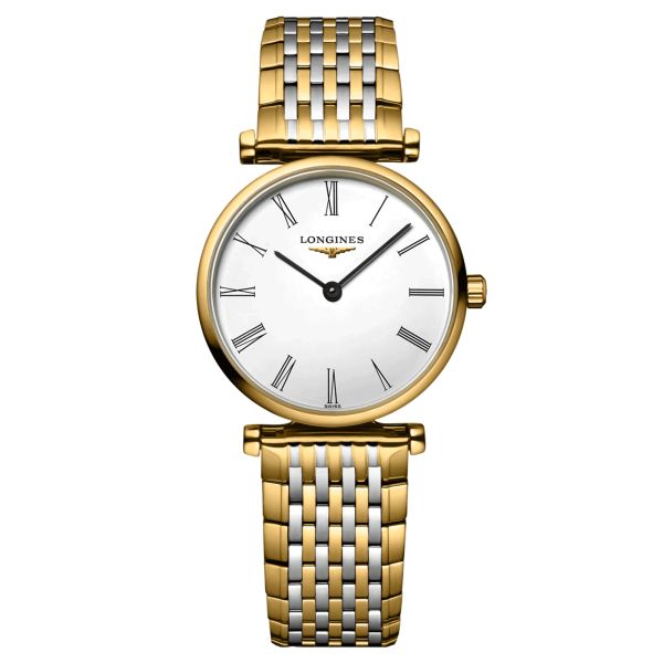 Montre Longines La Grande Classique quartz cadran blanc chiffres romains bracelet acier bicolore 24 mm L4.209.2.11.7