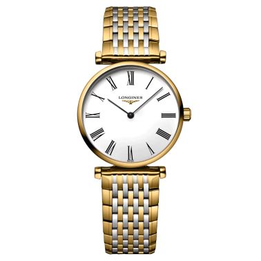 Montre Longines La Grande Classique quartz cadran blanc chiffres romains bracelet acier bicolore 36 mm L4.755.2.11.7