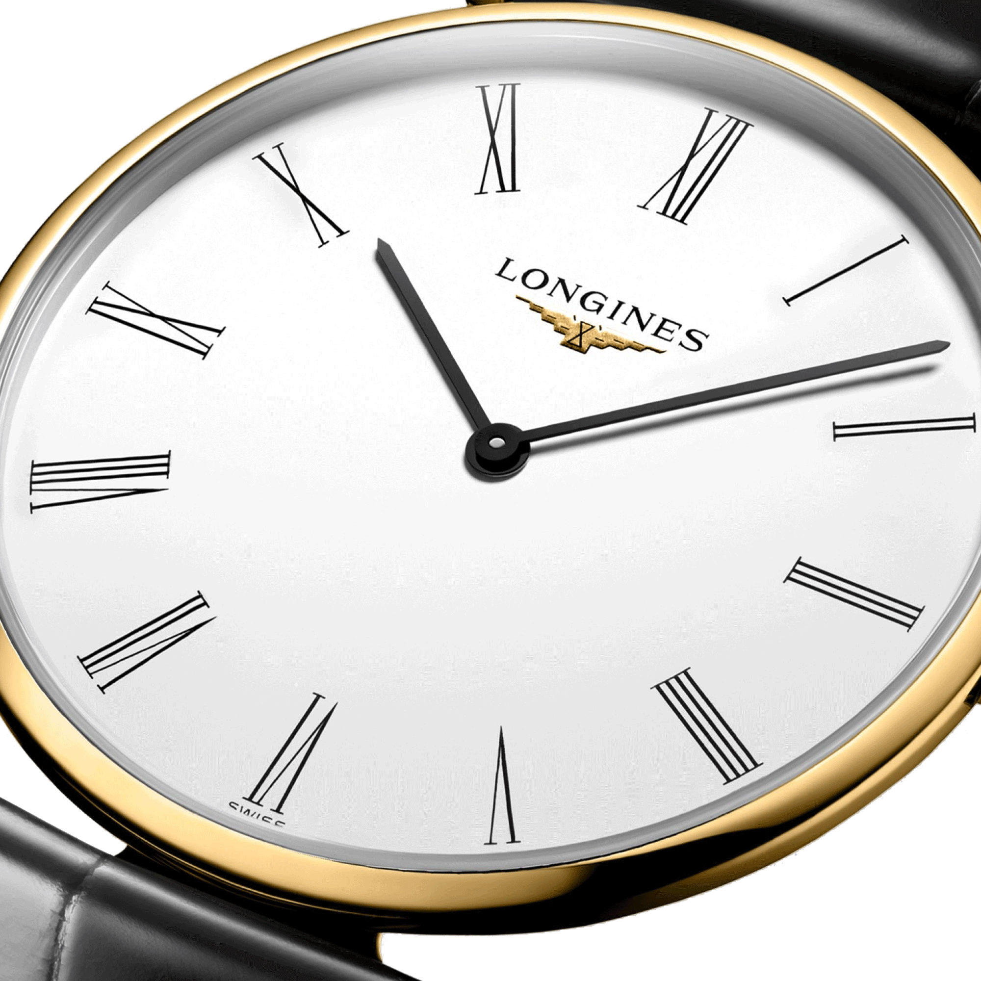 Montre Longines La Grande Classique quartz cadran blanc chiffres romains bracelet cuir noir 36 mm L4.755.2.11.2