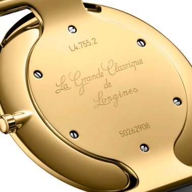 Montre Longines La Grande Classique quartz cadran blanc chiffres romains bracelet cuir noir 36 mm L4.755.2.11.2