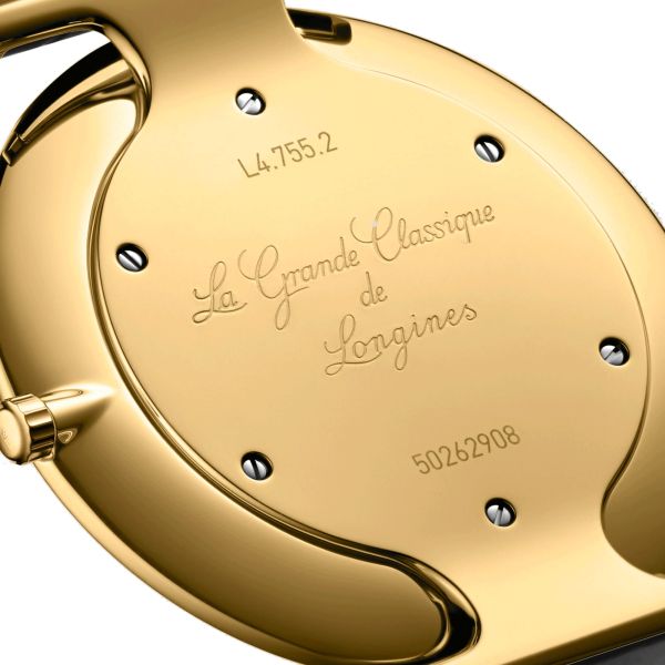 Montre Longines La Grande Classique quartz cadran blanc chiffres romains bracelet cuir noir 36 mm L4.755.2.11.2