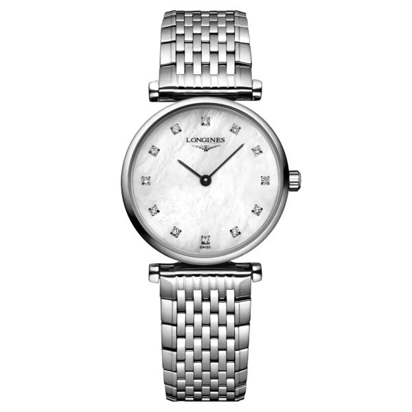 Montre Longines La Grande Classique quartz cadran nacre index diamants bracelet acier 24 mm