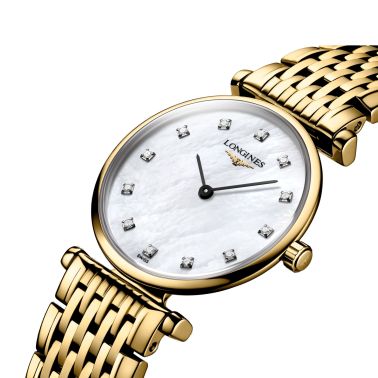 Montre Longines la Grande Classique quartz cadran nacre bracelet acier traité PVD doré 24 mm