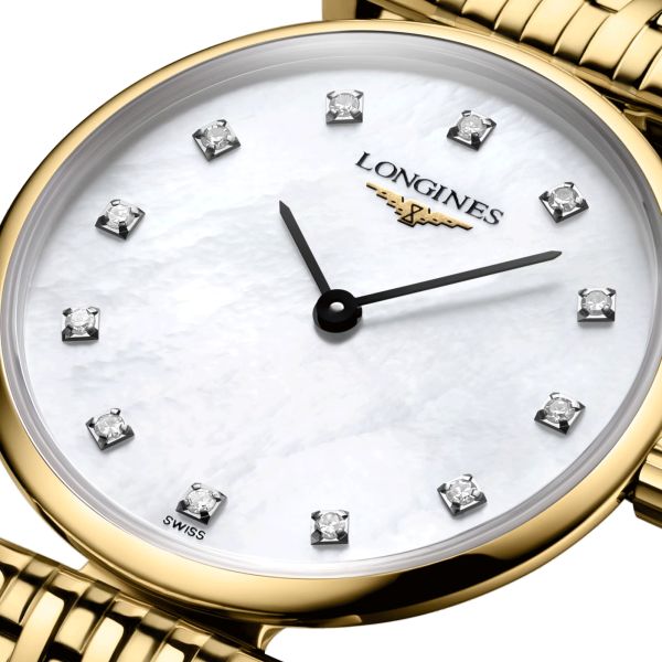 Montre Longines la Grande Classique quartz cadran nacre bracelet acier traité PVD doré 24 mm