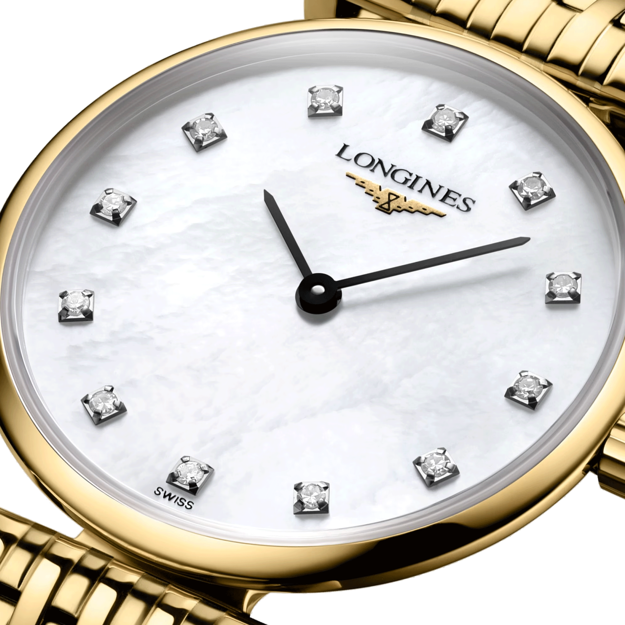 Montre Longines la Grande Classique quartz cadran nacre bracelet acier traité PVD doré 24 mm