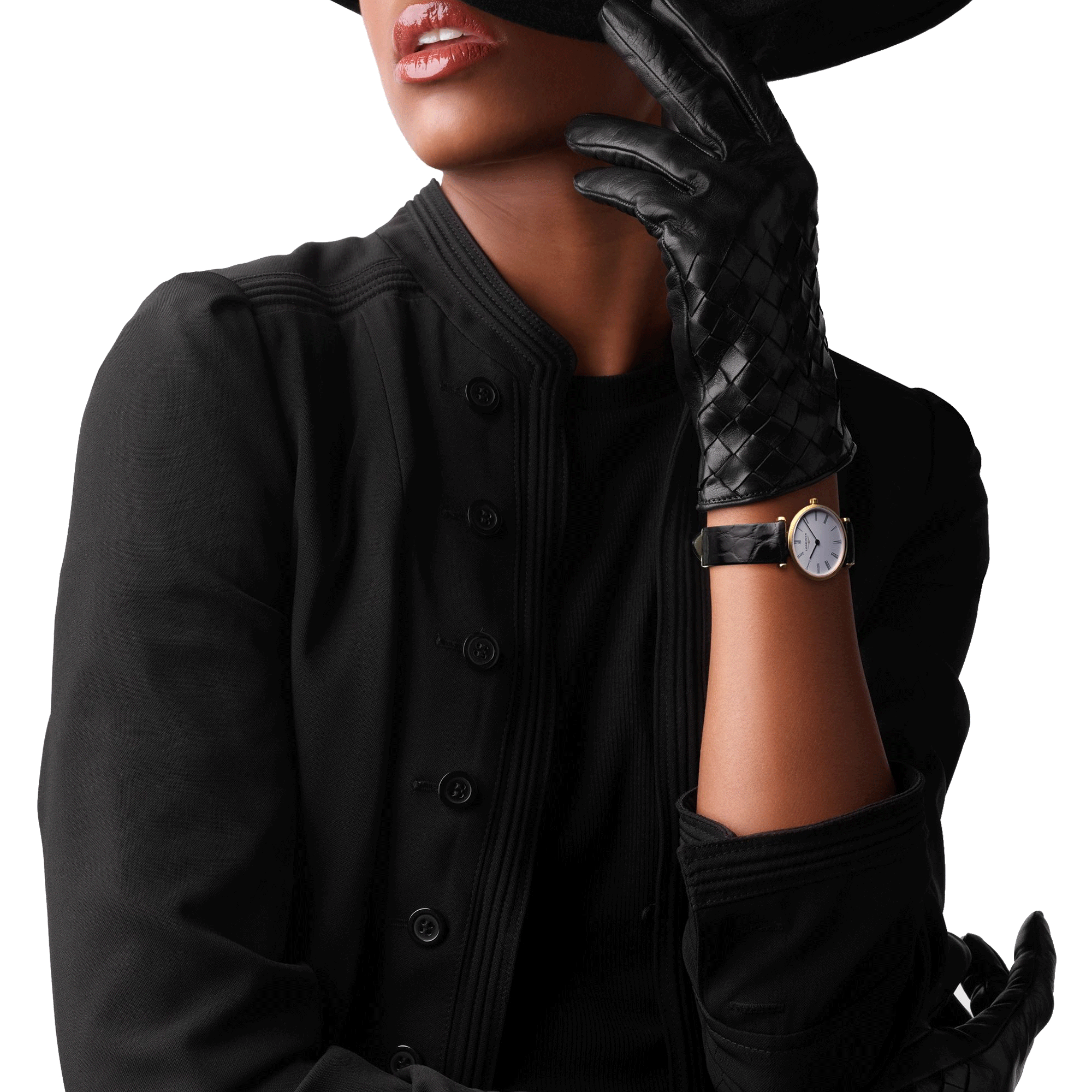 Montre Longines La Grande Classique quartz cadran blanc bracelet cuir d'alligator noir 24 mm