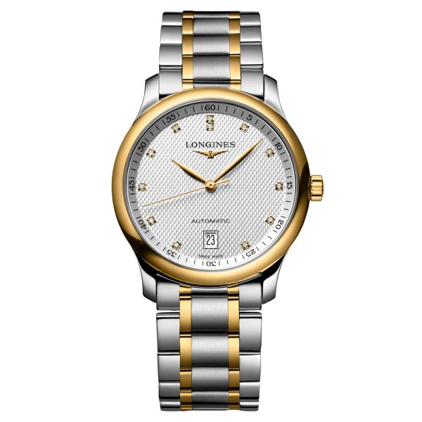 Longines Master Collection automatic watch with diamond markers silver dial steel and yellow gold bracelet 38.5 mm